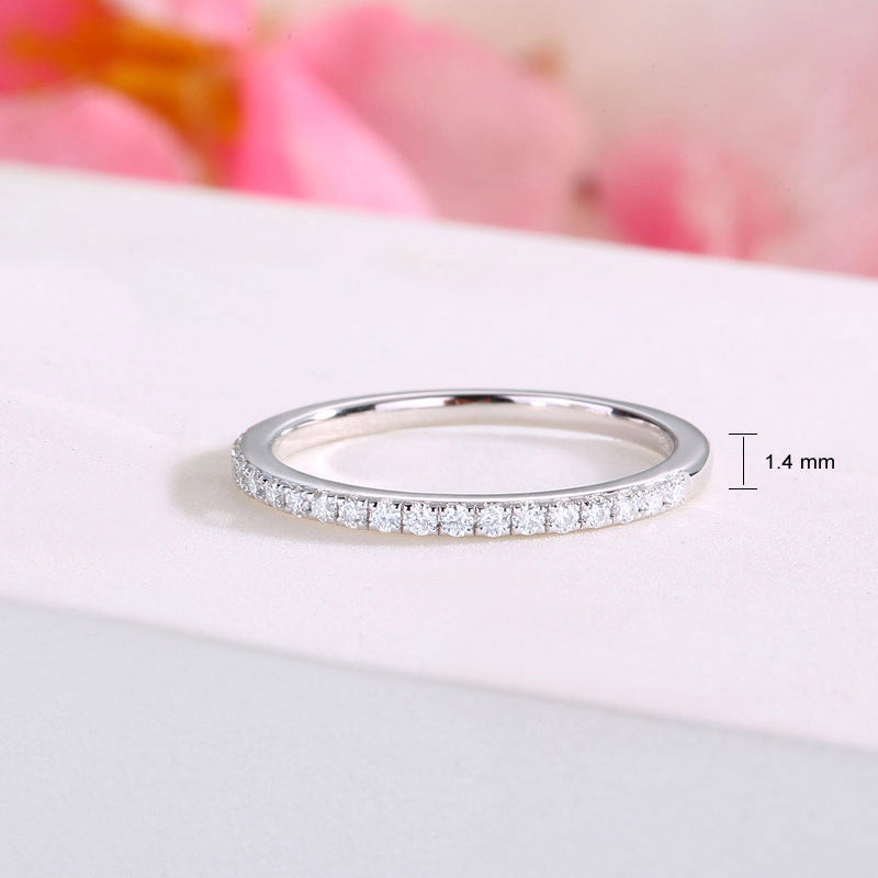 Moissanite Diamond Wedding Band Half Eternity 925 Sterling Silver Ring