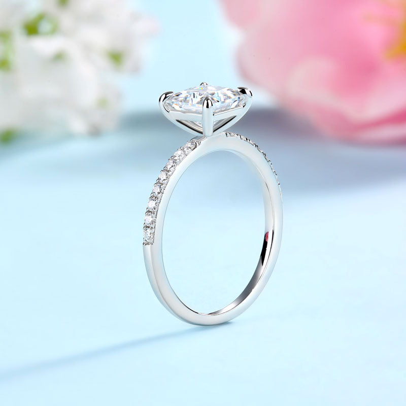 Princess Cut 1 Carat Moissanite Diamond  Ring Set (1 pcs / 2 pcs) 925 Sterling Silver